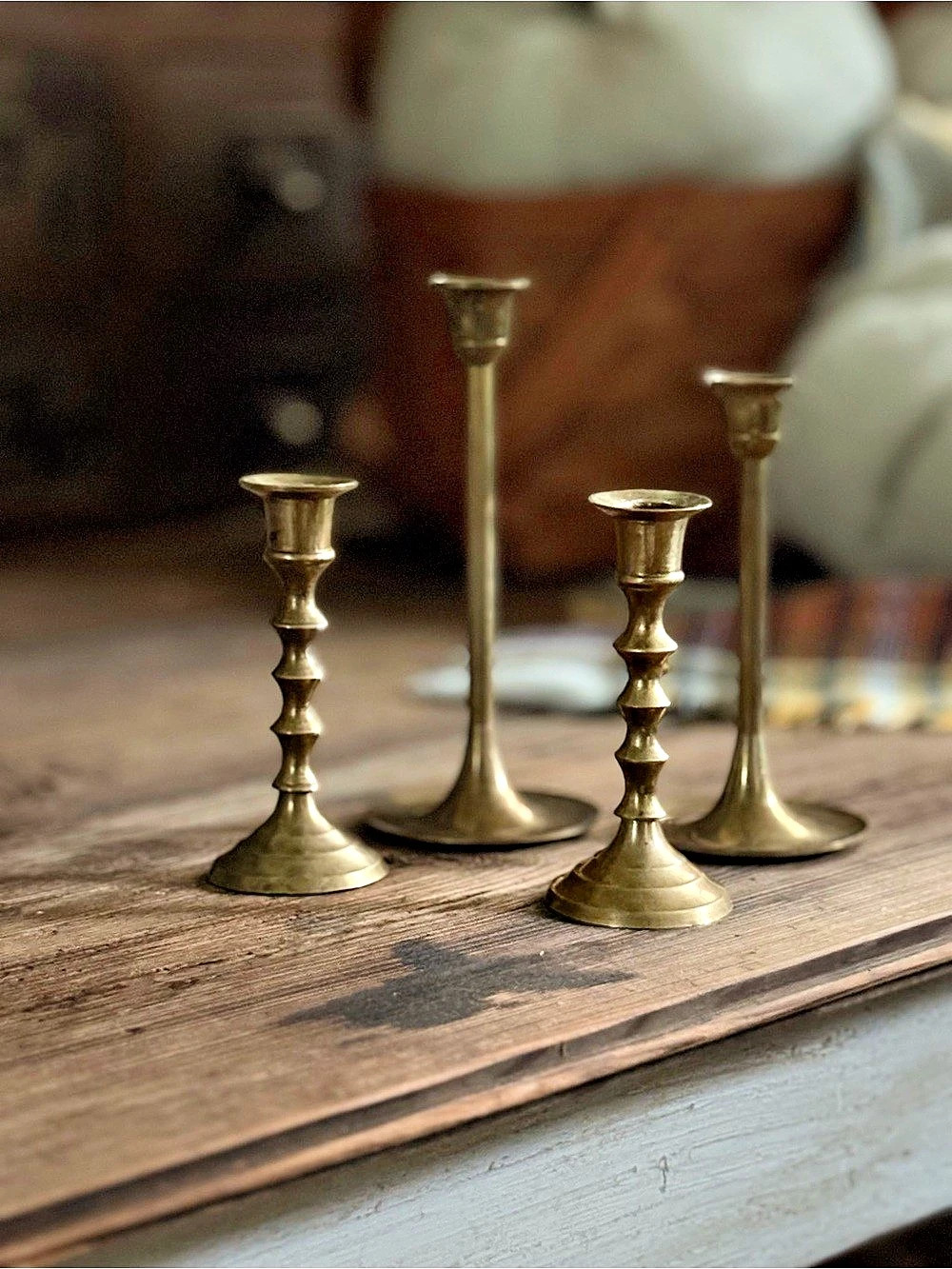 Set of 4 brass Candlestick Holders